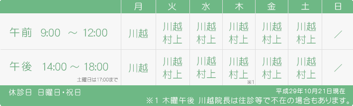 川越歯科医院診療時間